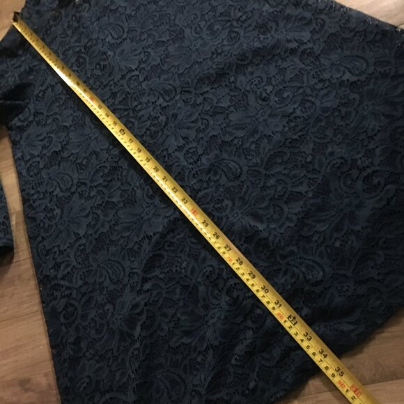 Tahari Navy Blue Lacy Bell Sleeve Lolita Babydoll Dress - Picture 16 of 16